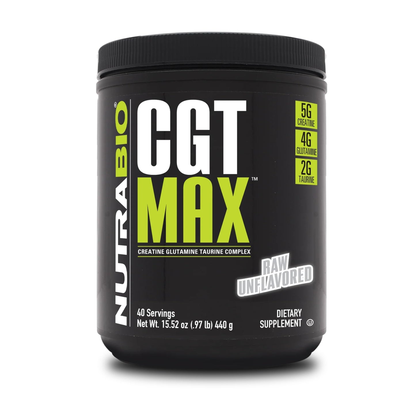 NutraBio CGT-MAX Creatine, Glutamine and Taurine Powder 15.52 Ounce