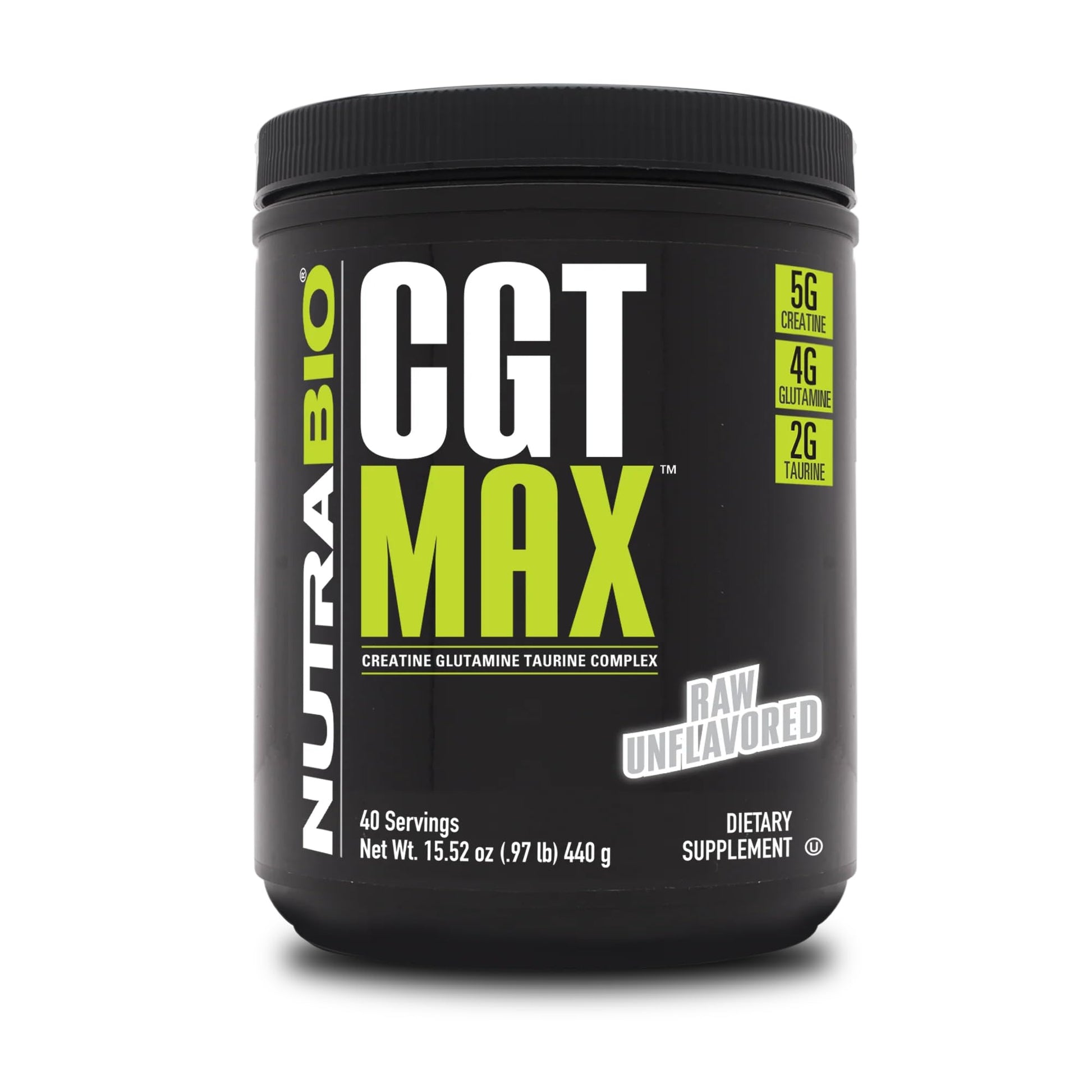 NutraBio CGT-MAX Creatine, Glutamine and Taurine Powder 15.52 Ounce