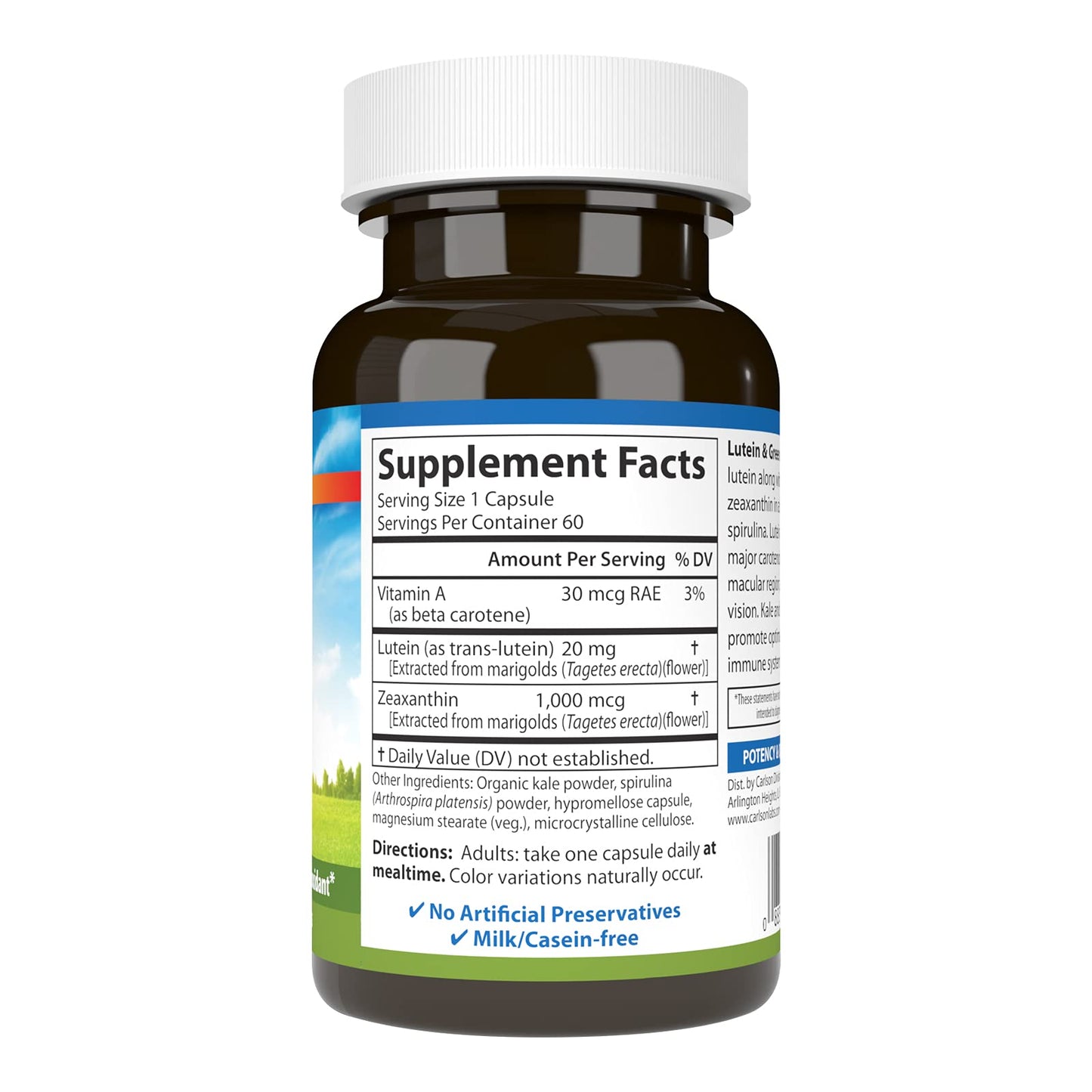 Carlson Lutein & Greens Capsule, 60 Count