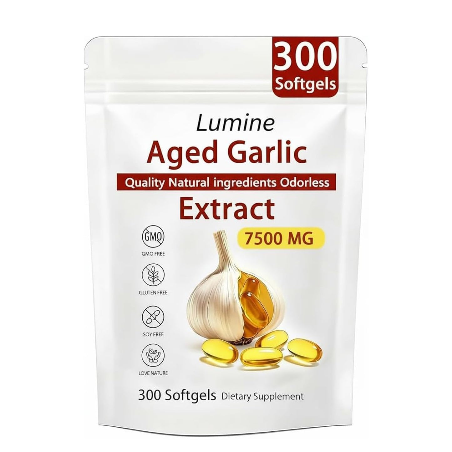 TEYAOE LUMINE Aged Garlic Extract Odorless Softgel, 300 Softgels