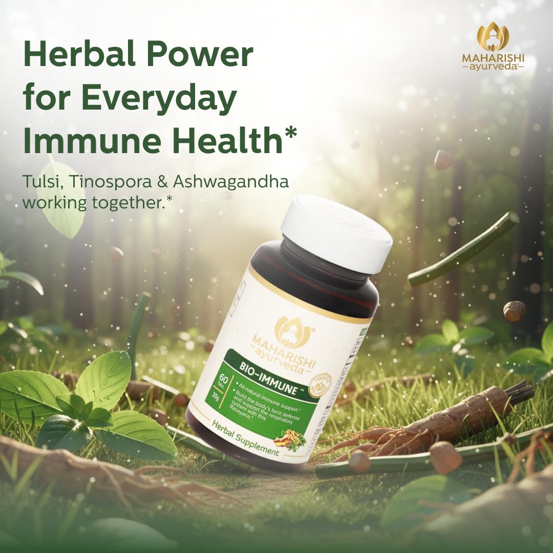 Maharishi Ayurveda Bio Immune 500 mg – 60 Tablets – Ayurvedic Blend with Tulsi, Ashwagandha, Tinospora & More – Supports Natural Immune Function, Detox & Cellular Resilience