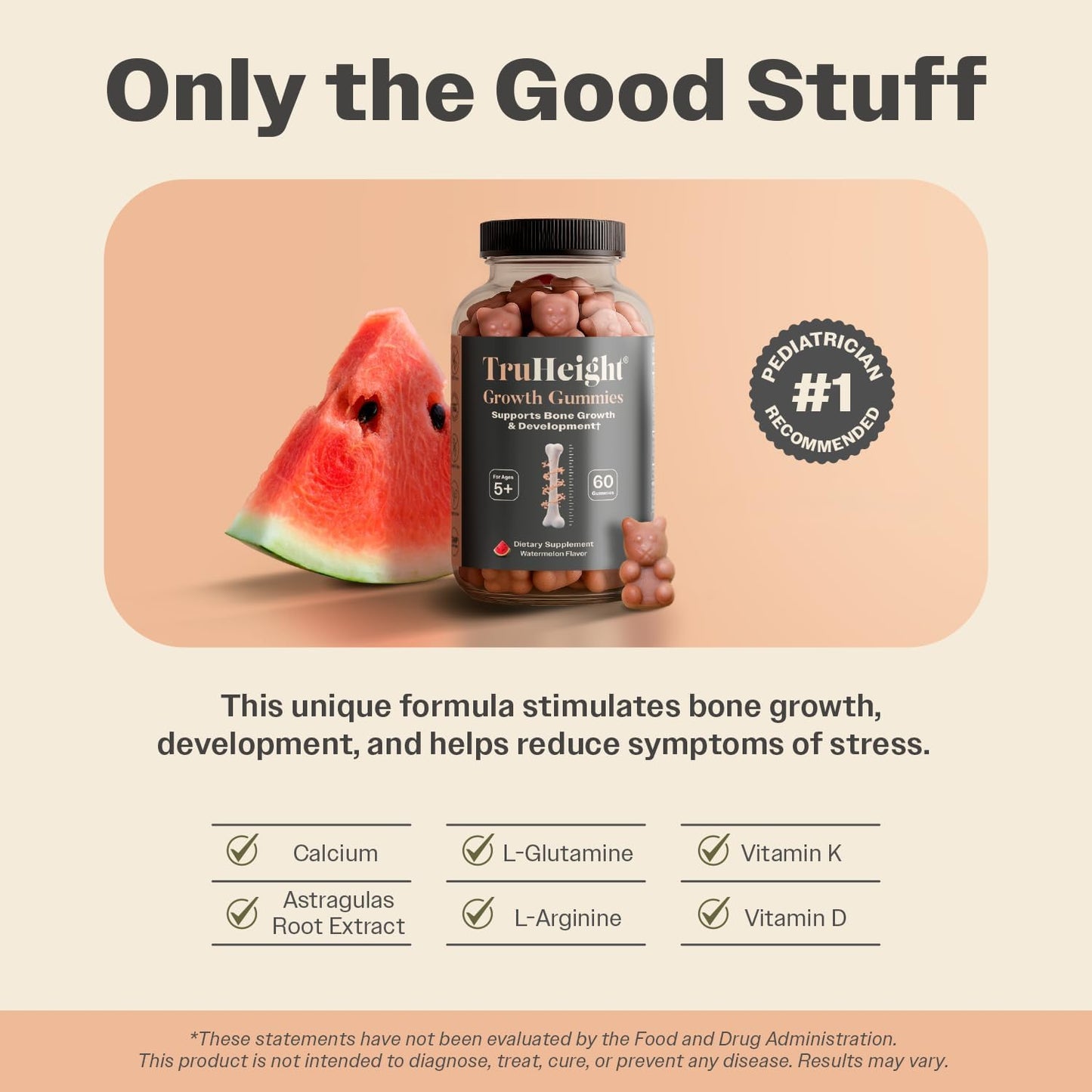 TruHeight Growth Gummies Watermelon 180 Gummies