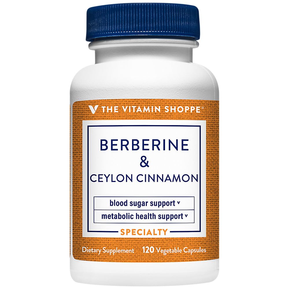 The Vitamin Shoppe Berberine Ceylon Cinnamon Supports Blood Sugar Vegetarian Capsules 120