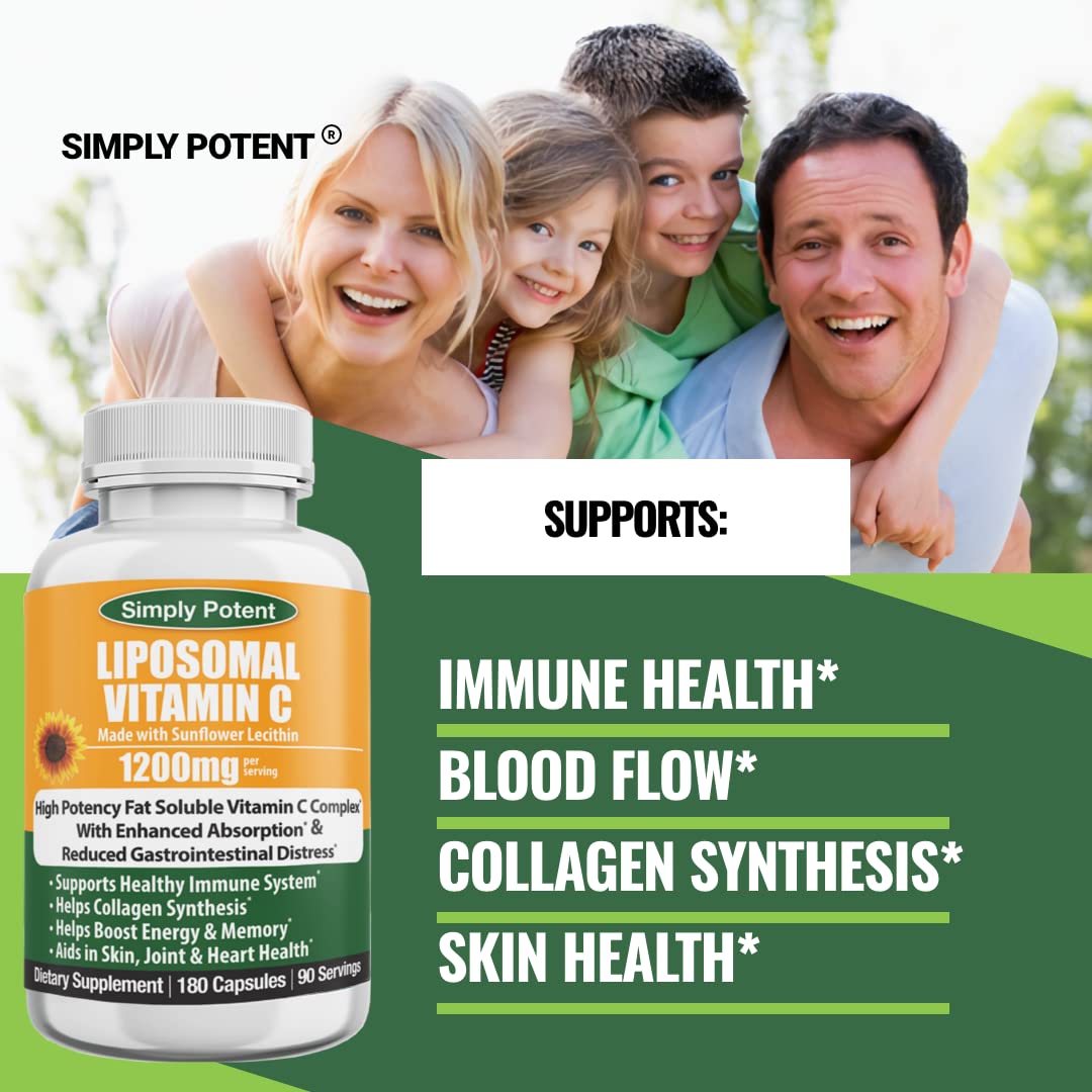 Simply Potent Liposomal Vitamin C 1200mg Capsules 180 Count