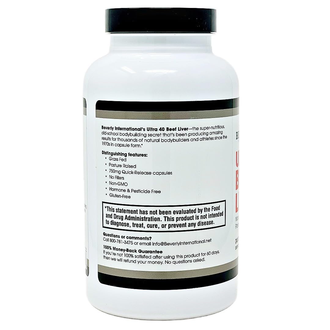 Beverly International Ultra 40 Beef Liver Capsules, 240 Count