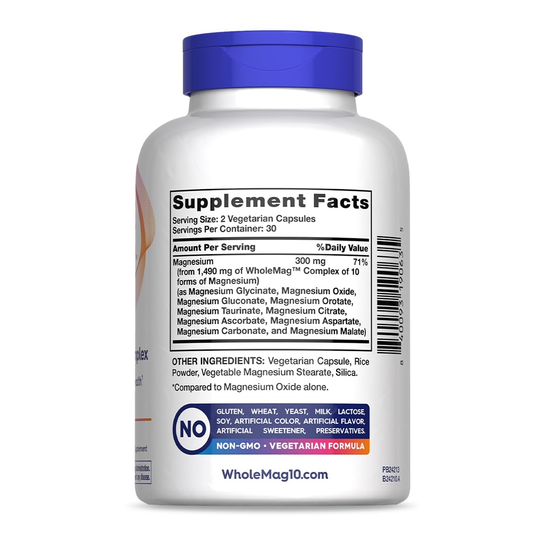 WholeMag Magnesium Supplement Complex Capsule, 60 Count