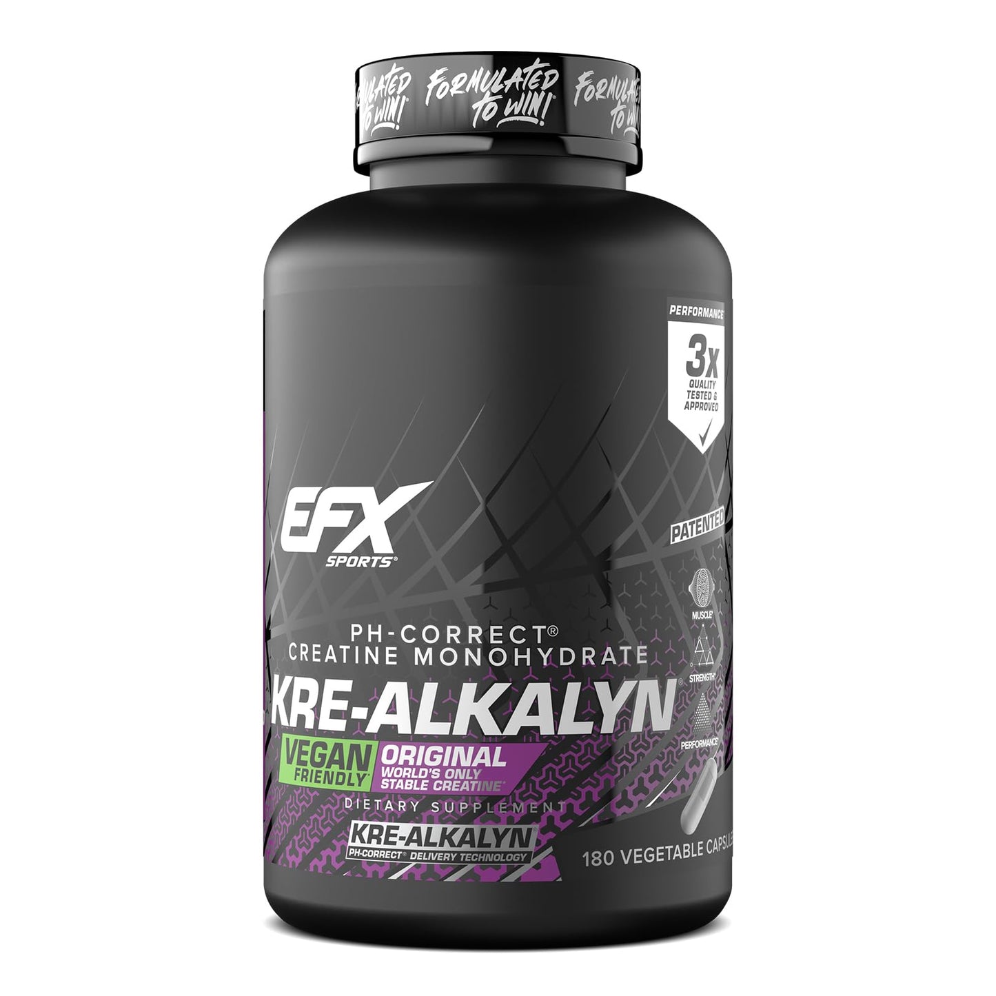 EFX Sports Kre-Alkalyn EFX pH Correct Creatine Monohydrate Capsule, 180 Capsules