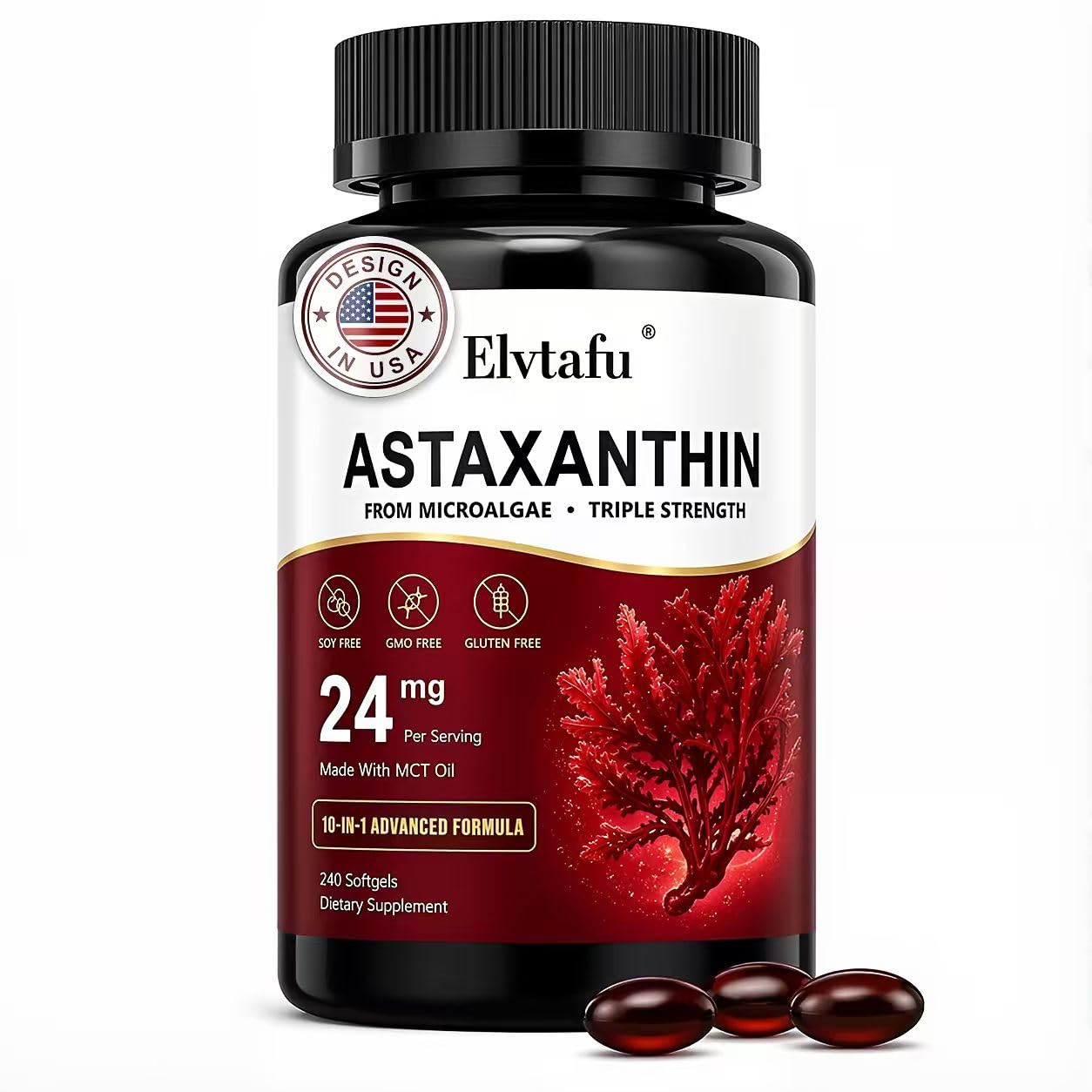 Elvtafu Astaxanthin 24mg Softgels 240 Count