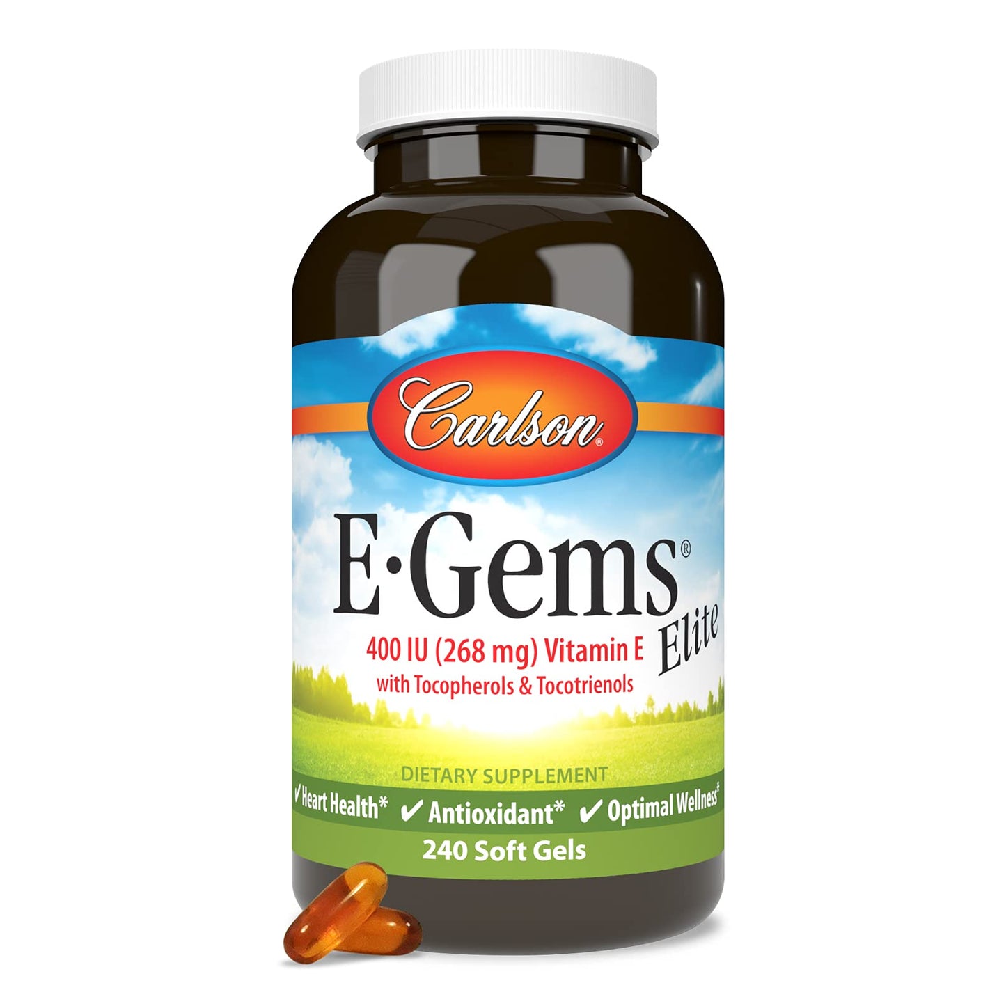 Carlson E-Gems Elite Vitamin E 400 IU with Tocopherols & Tocotrienols Softgels 240
