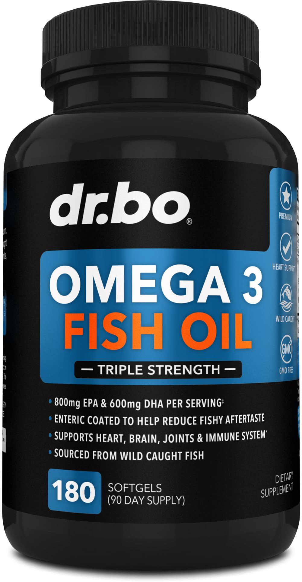 DR. BO Omega 3 Fish Oil Supplements Softgels 180 Count