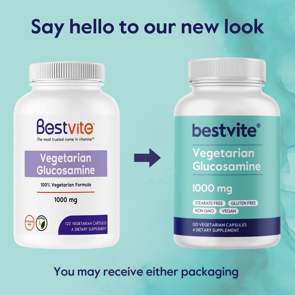 BESTVITE Vegetarian Glucosamine 1000mg Capsule, 120 Count