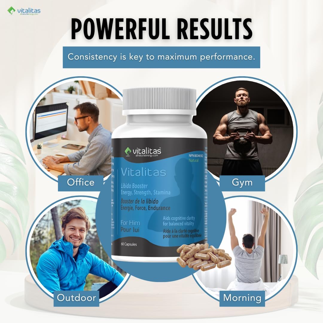 Vitalitas Testosterone Booster for Men, 60 Capsules