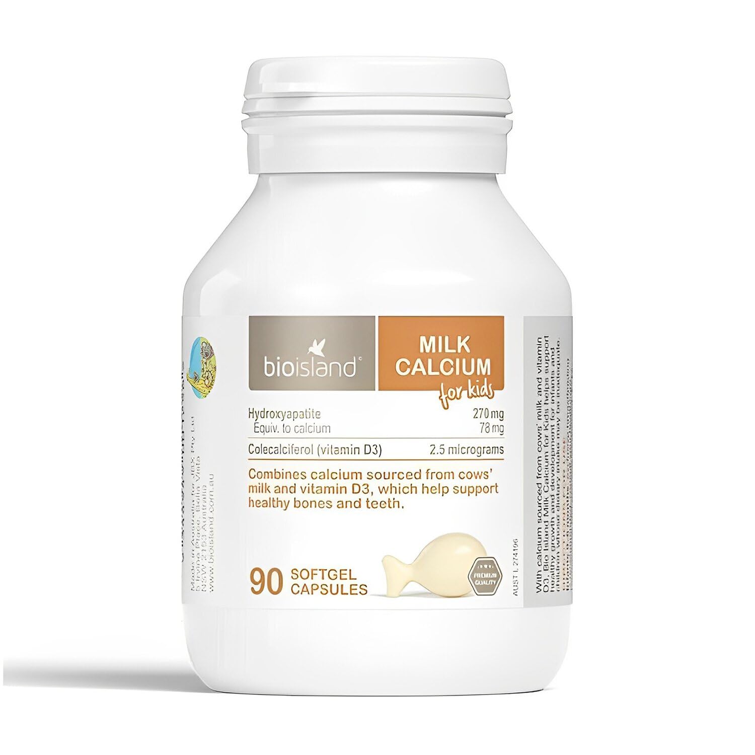 Bioisland Milk Calcium for Kids Capsules 90