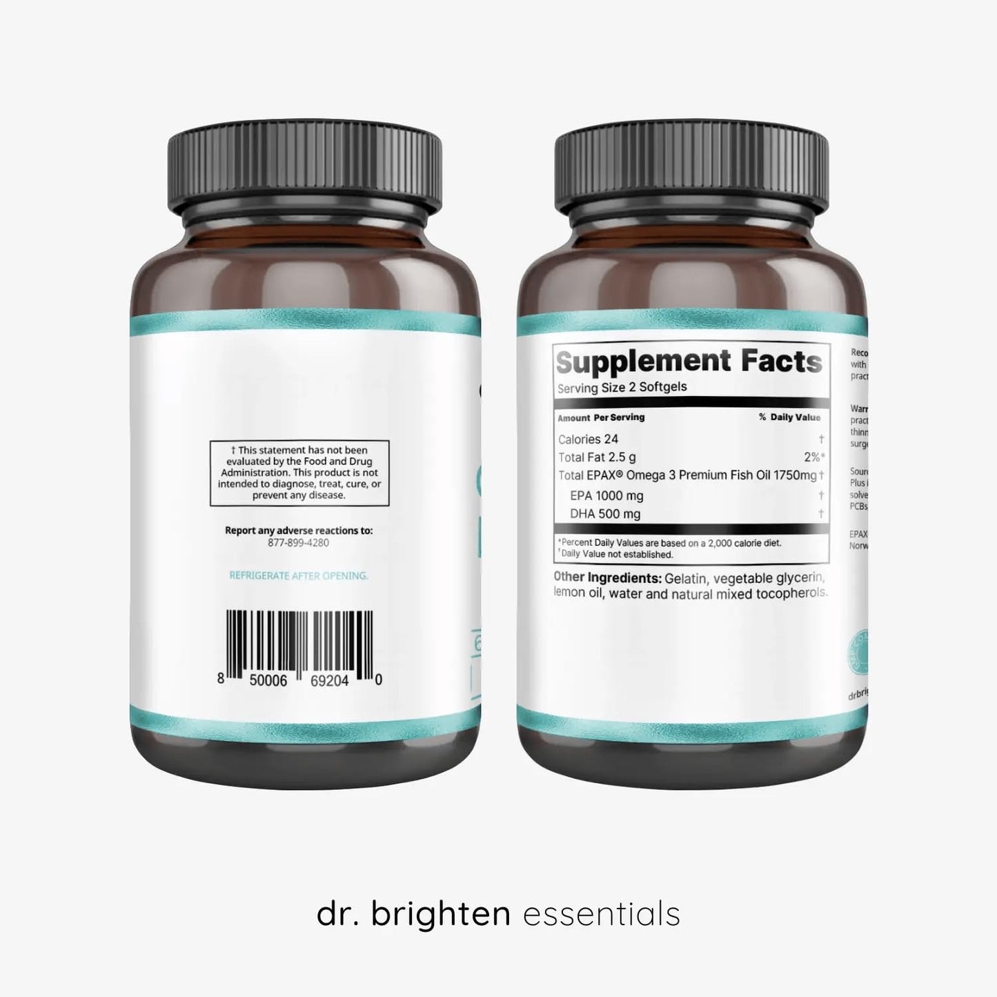 Dr. Brighten Omega Plus 1500 mg EPA/DHA Non-GMO Fish Oil Softgel 60 Count