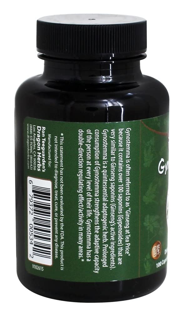 Dragon Herbs Gynostemma 500 mg Capsules, 100 Count