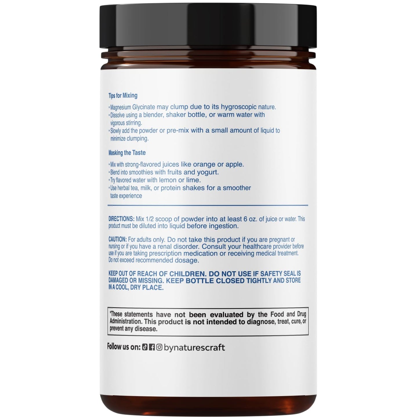 Natures Craft Magnesium Glycinate Powder 400mg, 32 oz