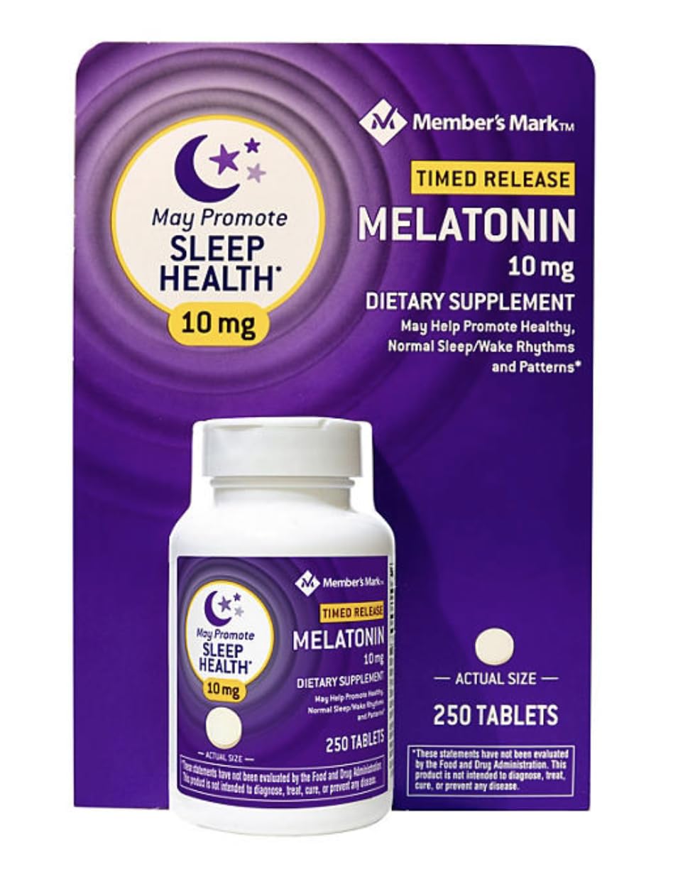 Member's Mark Melatonin 10 mg Dietary Supplement Tablet, 250 Count