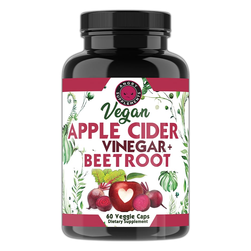 Angry Supplements Vegan Apple Cider Vinegar + Beet Root & Turmeric Curcumin Capsules, 120 Capsules
