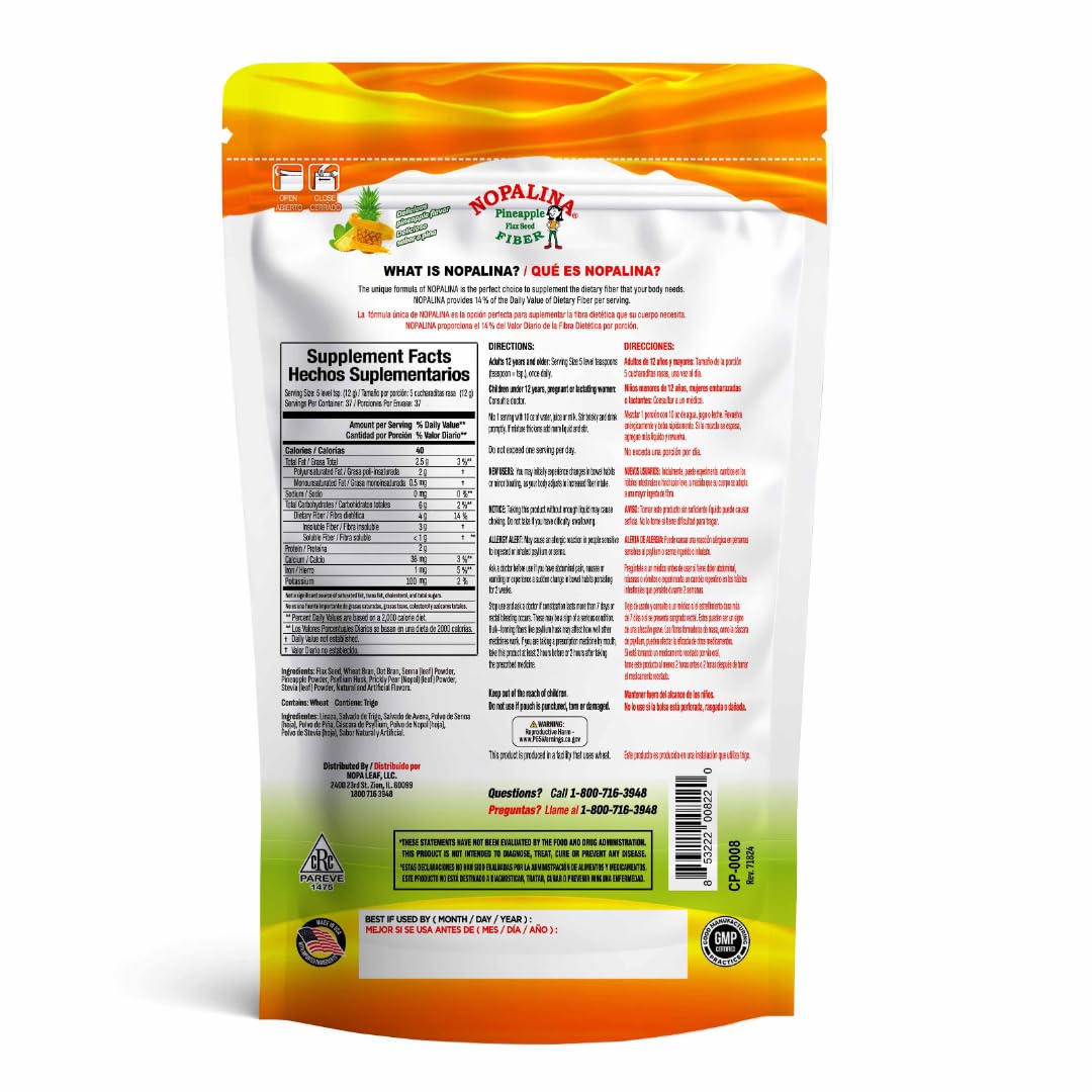 Nopalina Fiber Formula Pineapple Powder 16 oz