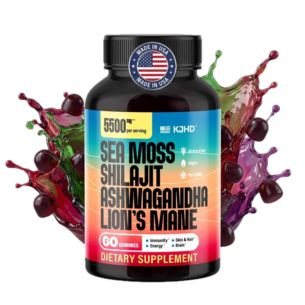 KJHD Shilajit Ashwagandha Gummies, 60 Count