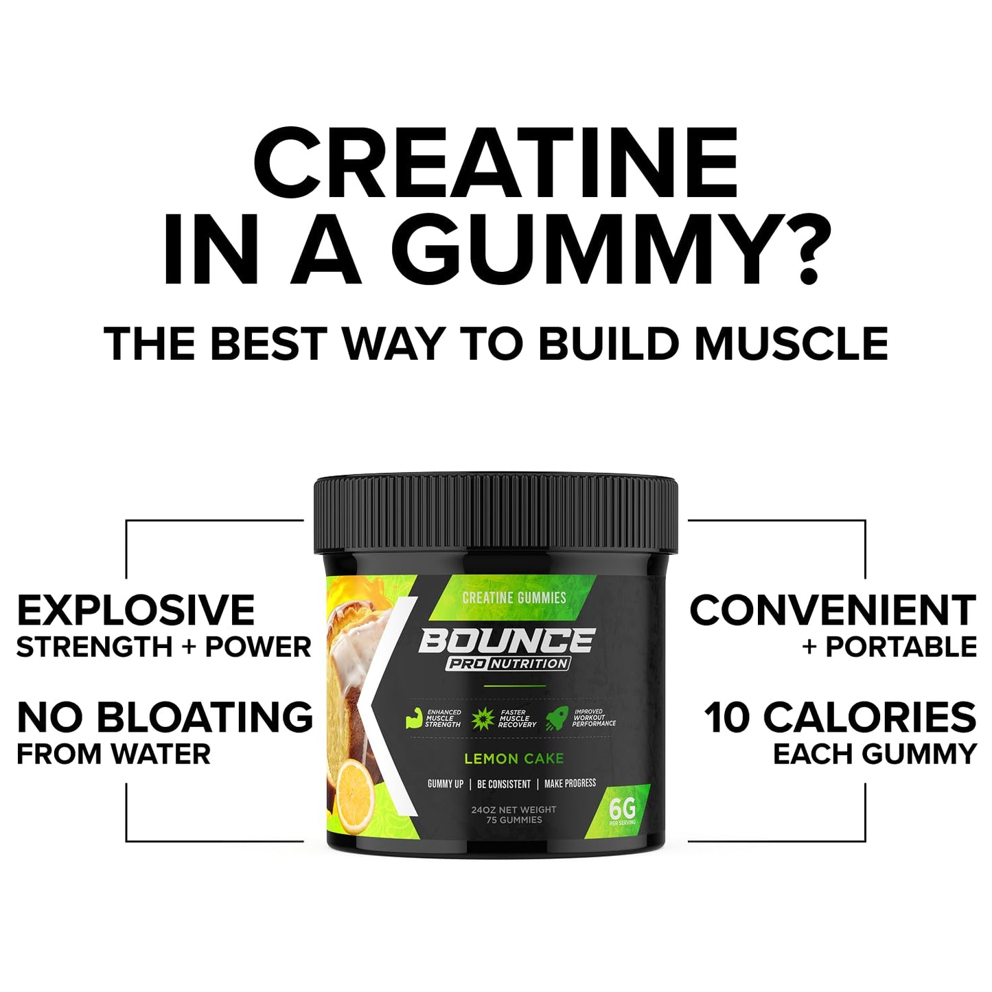 Bounce Pro Creatine Monohydrate Gummies 75 Count