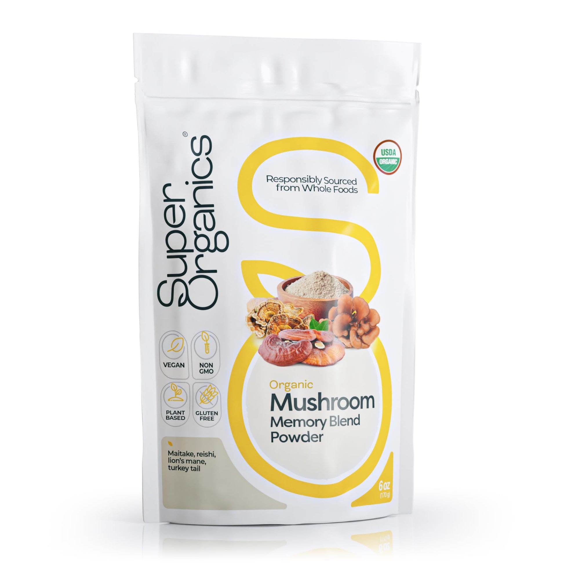 Super Organics Mushroom Memory Blend Powder, 6 oz
