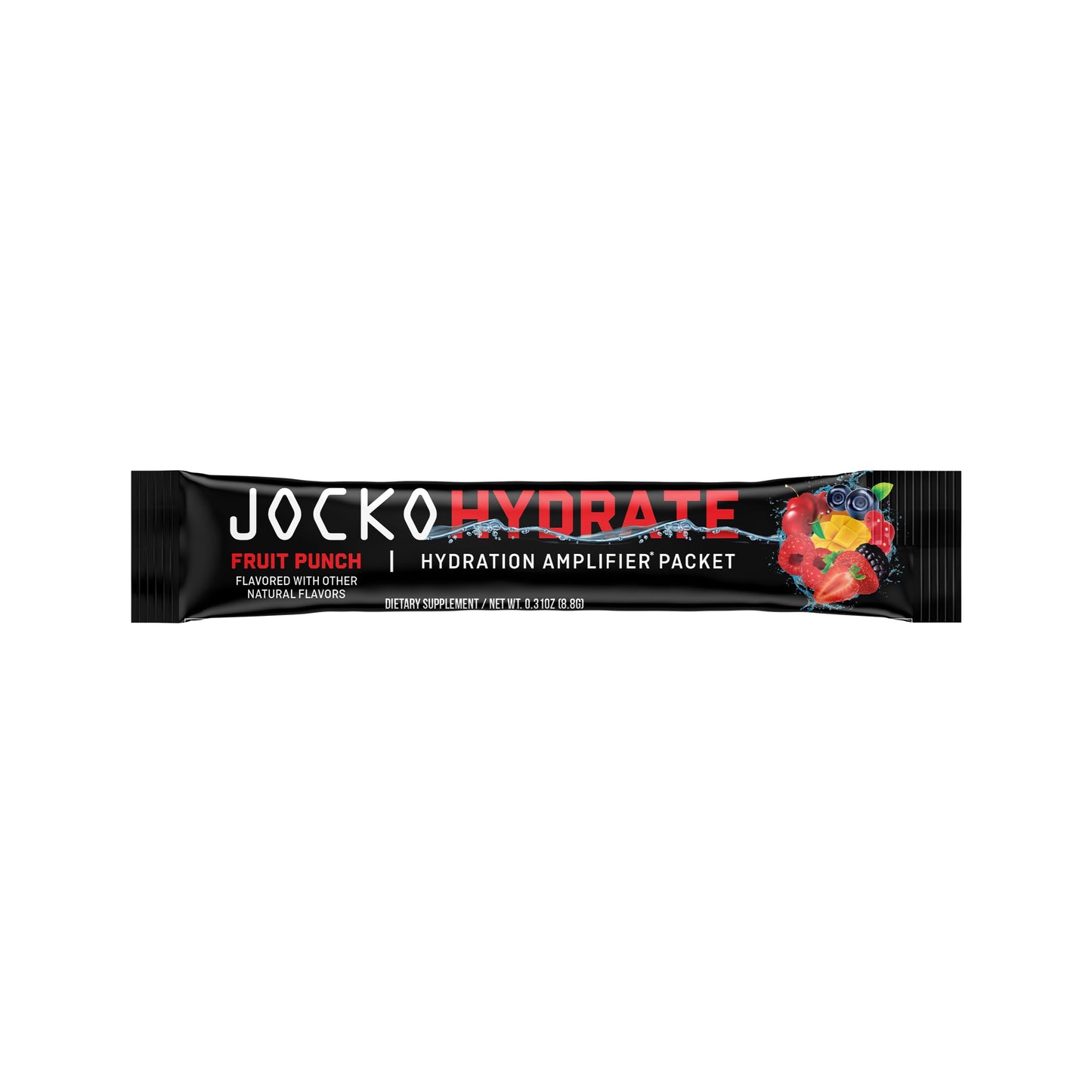 Jocko Fuel Hydrate Electrolytes Powder Packets Low Sugar, 16 Packets, Fruit Punch