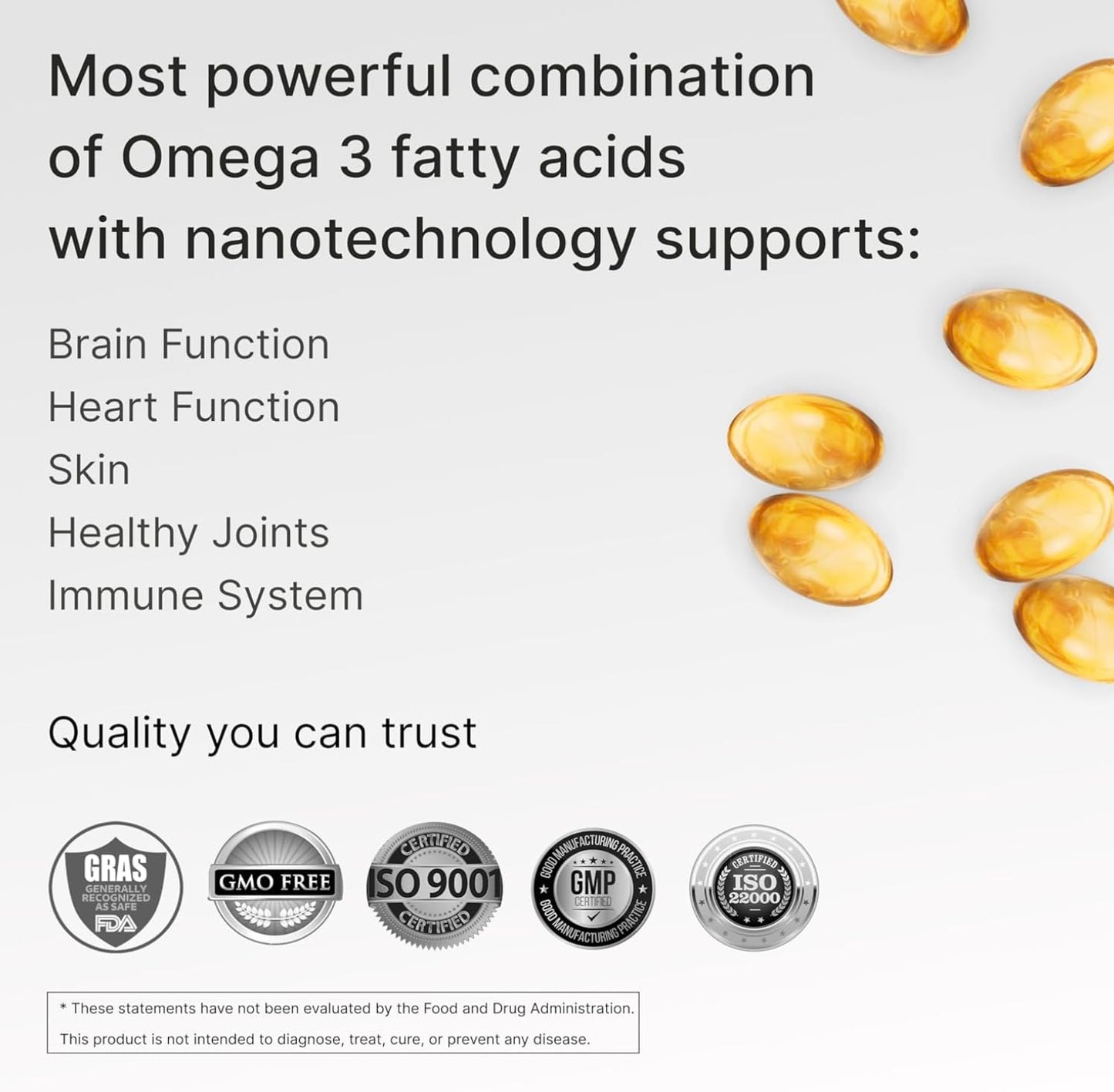 Granagard Nano Omega 3 Softgels, High Potency EPA DHA, No Aftertaste, Easy to Swallow, 60 Count