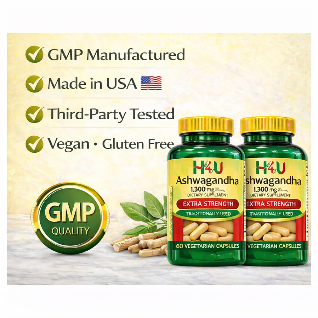 H4U 4 TOP Care Ashwagandha Dietary Supplement, Capsules, 60 Count