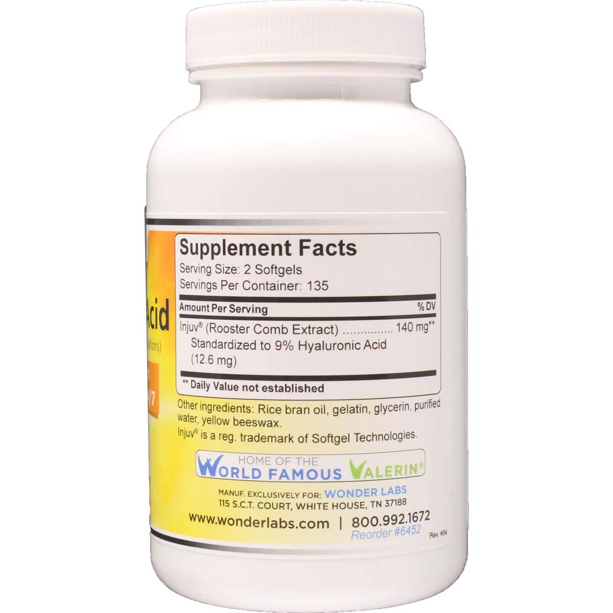 Wonder Laboratories Hyaluronic Acid 120mg Softgels 270