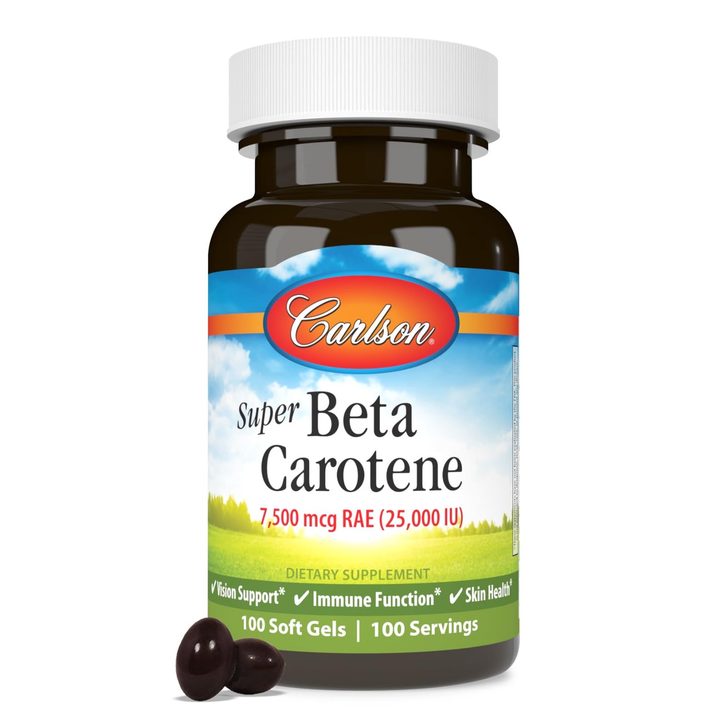 Carlson Super Beta Carotene 25,000 IU Softgels, 100 Count