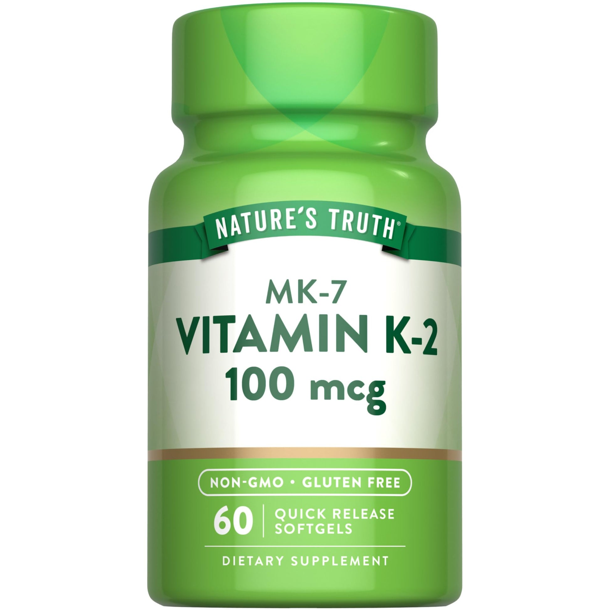 Nature's Truth Vitamin K2 MK-7 100 mcg Softgels, 60 Count
