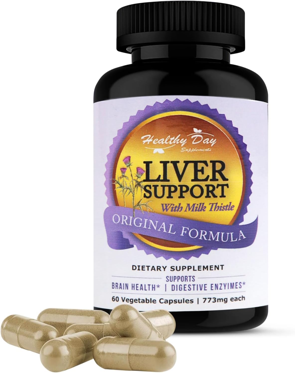 Healthy Day Supplements Liver Detox Cleanse & Repair Supports Brain Health & Digestive Enzymes 60 Capsules
