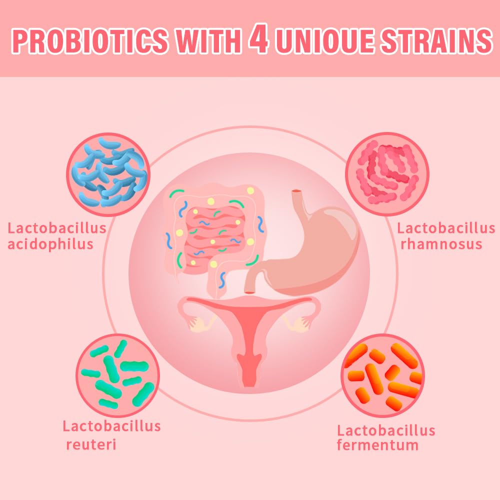 TWOHHACC Probiotics for Women PH Balance Digestive Urinary 5 Billion CFU 4 Strains Promote Healthy Vaginal Odor and Vaginal Flora 60 Capsules
