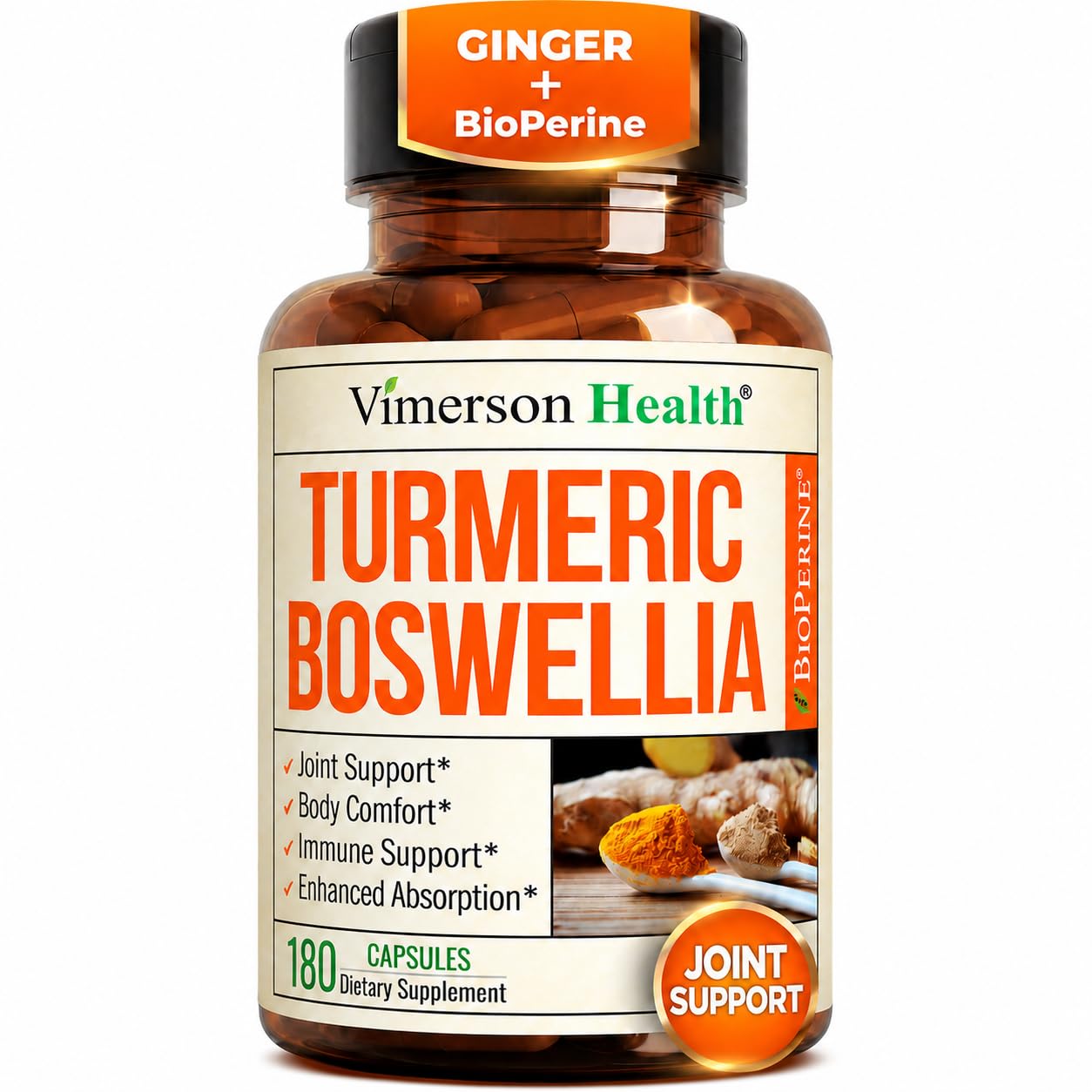 Vimerson Health Boswellia Serrata Turmeric Curcumin Supplement Capsule 180 Count