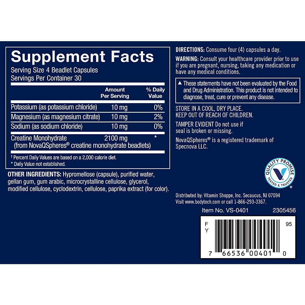 BodyTech Elite Creatine Beadlet Capsule 120 Count