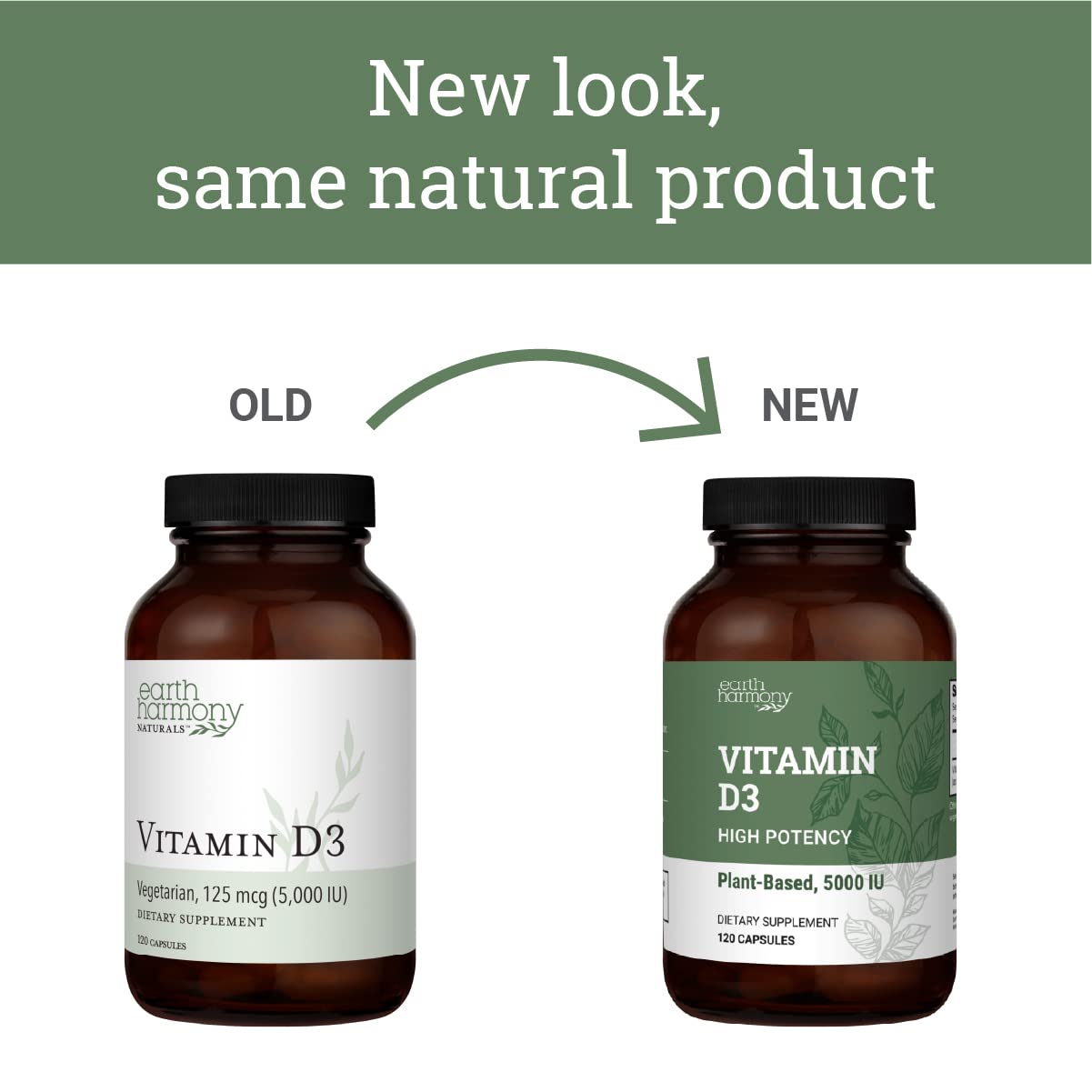 Earth Harmony Naturals Vegan Vitamin D3 5000 IU Supplement Capsule, 120 Count