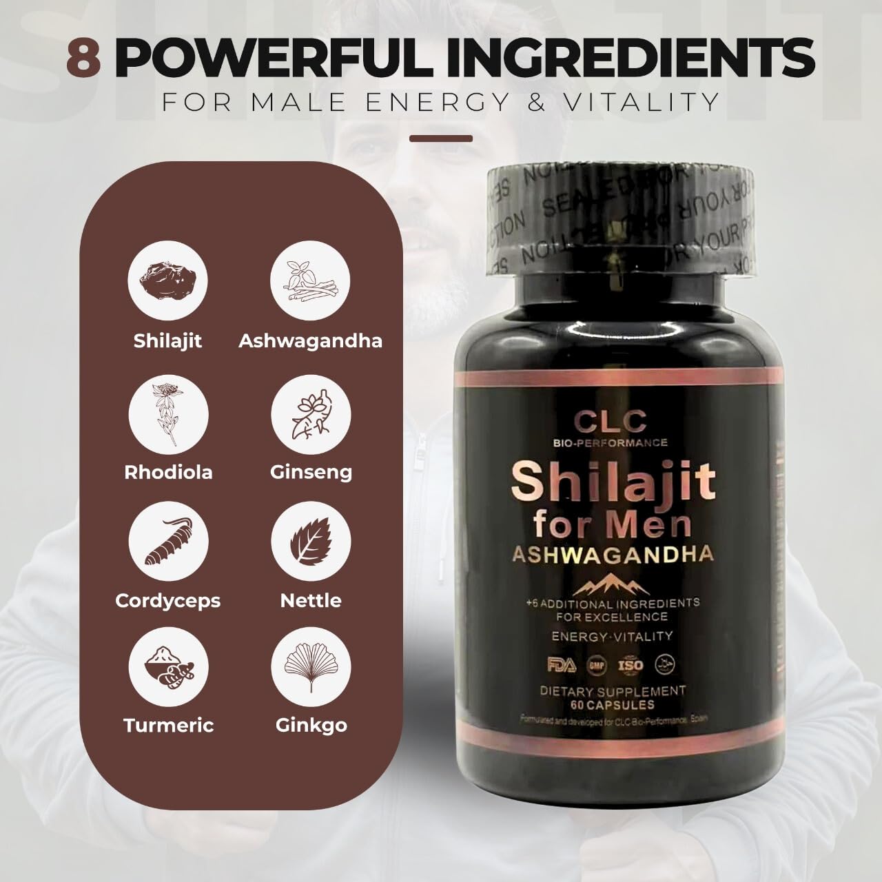 CLC Bio-Performance Shilajit & Ashwagandha Capsules, 60 Count