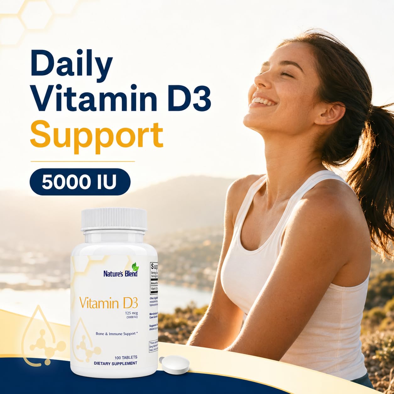 Nature's Blend Vitamin D3 5000 IU 125 mcg Tablet, 100 Tablets