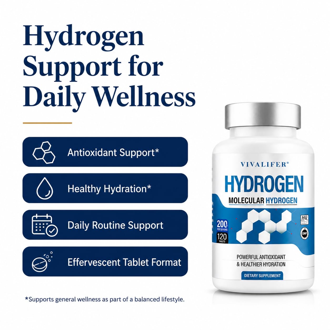 FLUUX H2 Molecular Hydrogen Tablets, 120 Count