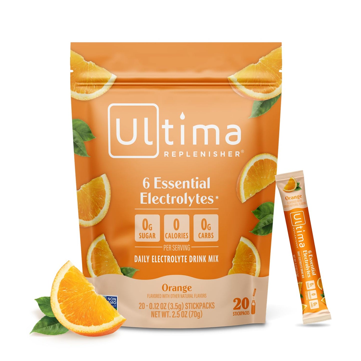 Ultima Replenisher Daily Electrolyte Powder Orange, 20 Stick Packs