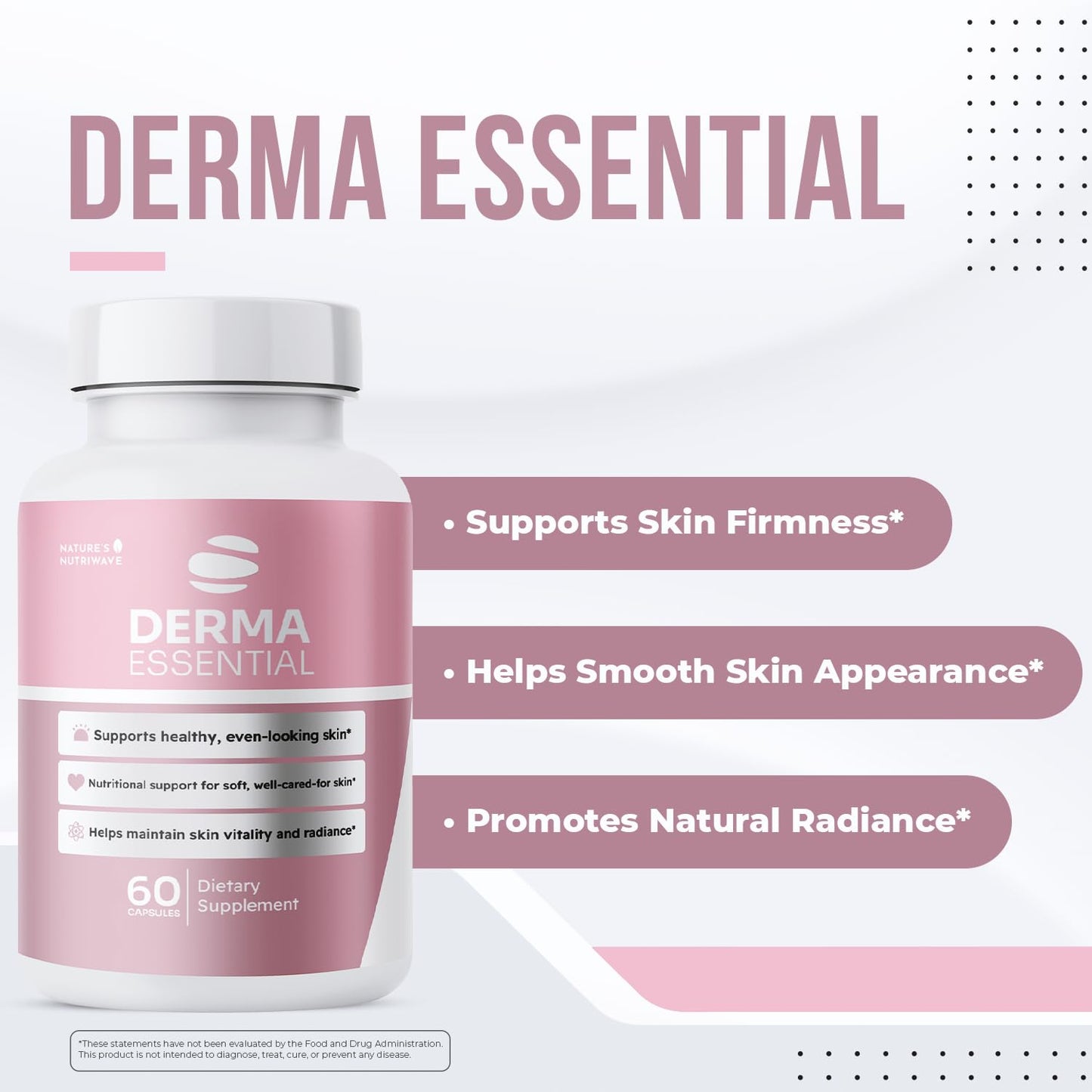 Nature’s NutriWave Derma Essential Biotin, Vitamin C, Zinc & Niacin Capsules 30 Count