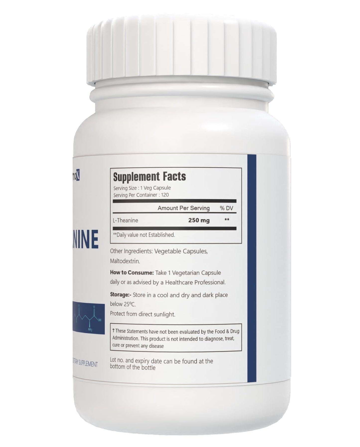 VitaCosmoX L-Theanine 250 mg Capsule, 120 Count