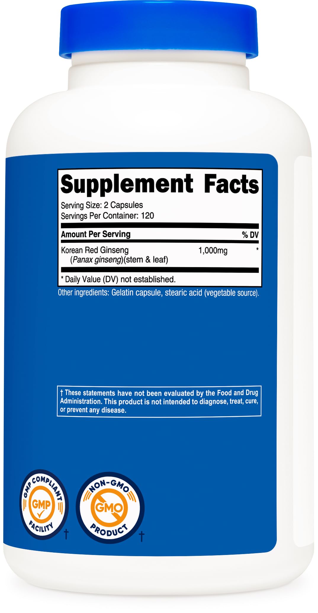 Nutricost Korean Panax Red Ginseng 1000mg Capsules, 240 Count