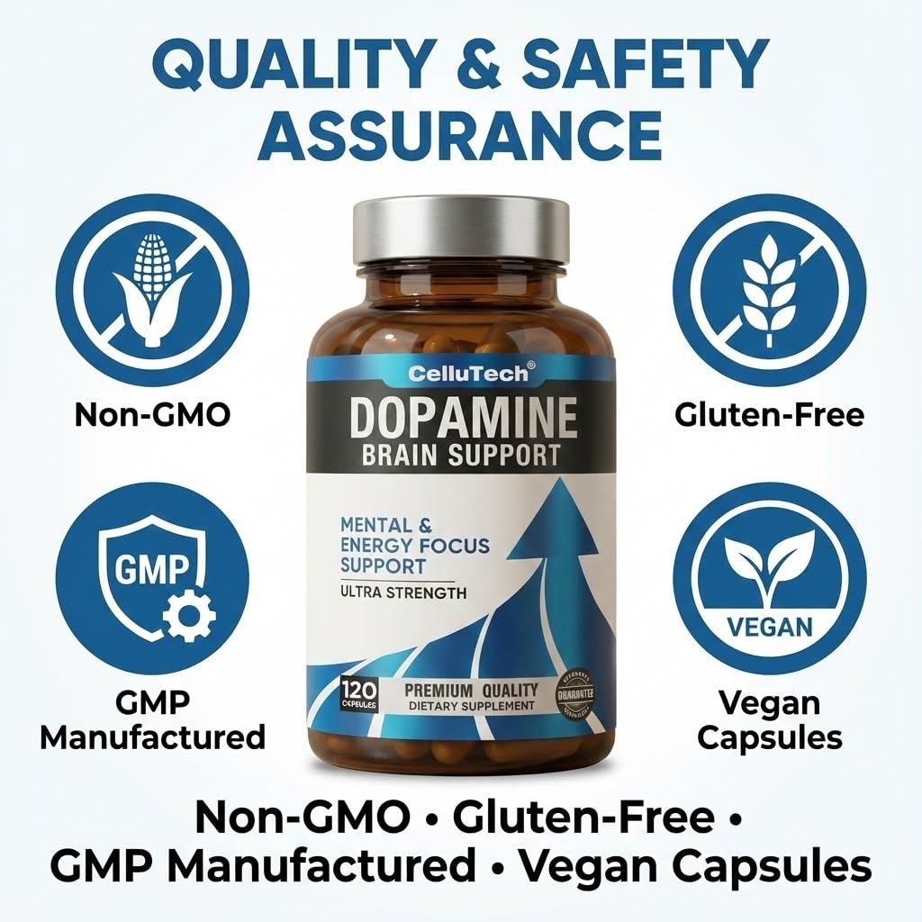 CelluTech L-Tyrosine Dopamine Brain Food Supplement Capsule, 120 Count