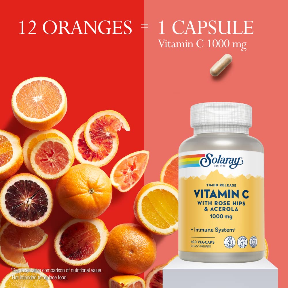 SOLARAY Vitamin C 1000mg Time Release Capsules 100 Capsules