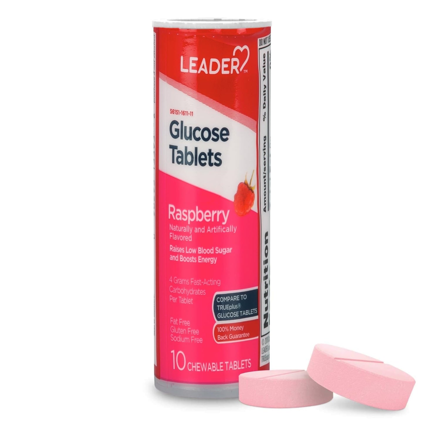 Leader Glucose Tablets Raspberry 10 Count
