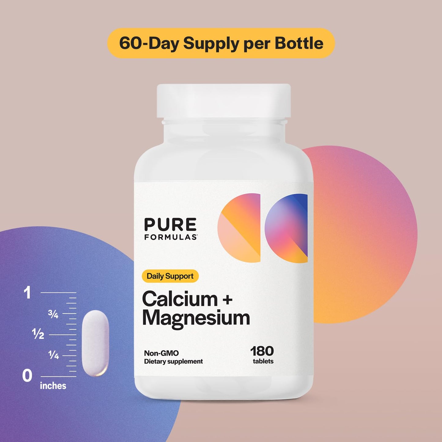 PureFormulas Calcium + Magnesium Supplement, 180 Tablets