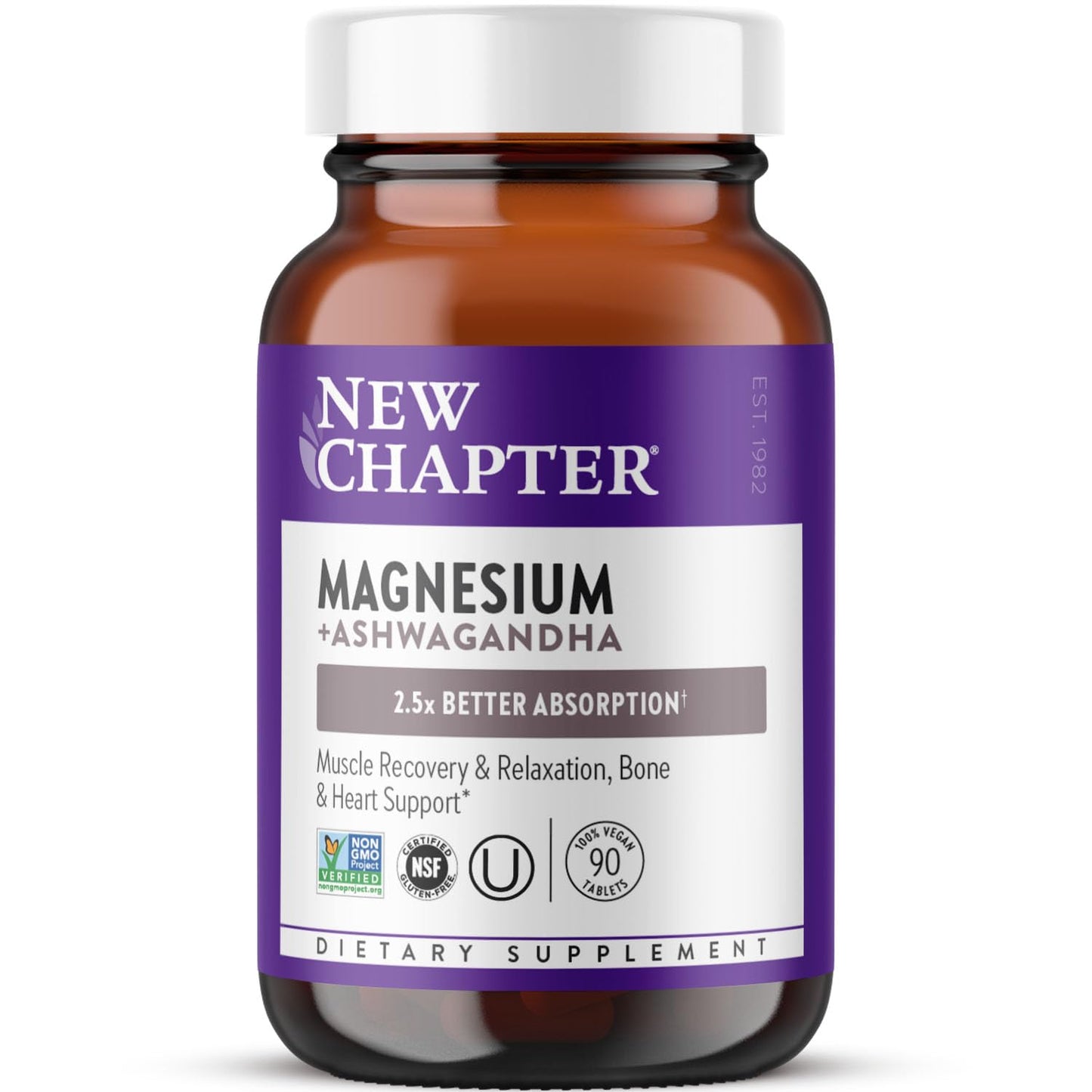 New Chapter Magnesium + Ashwagandha Tablets, 90 Tablets