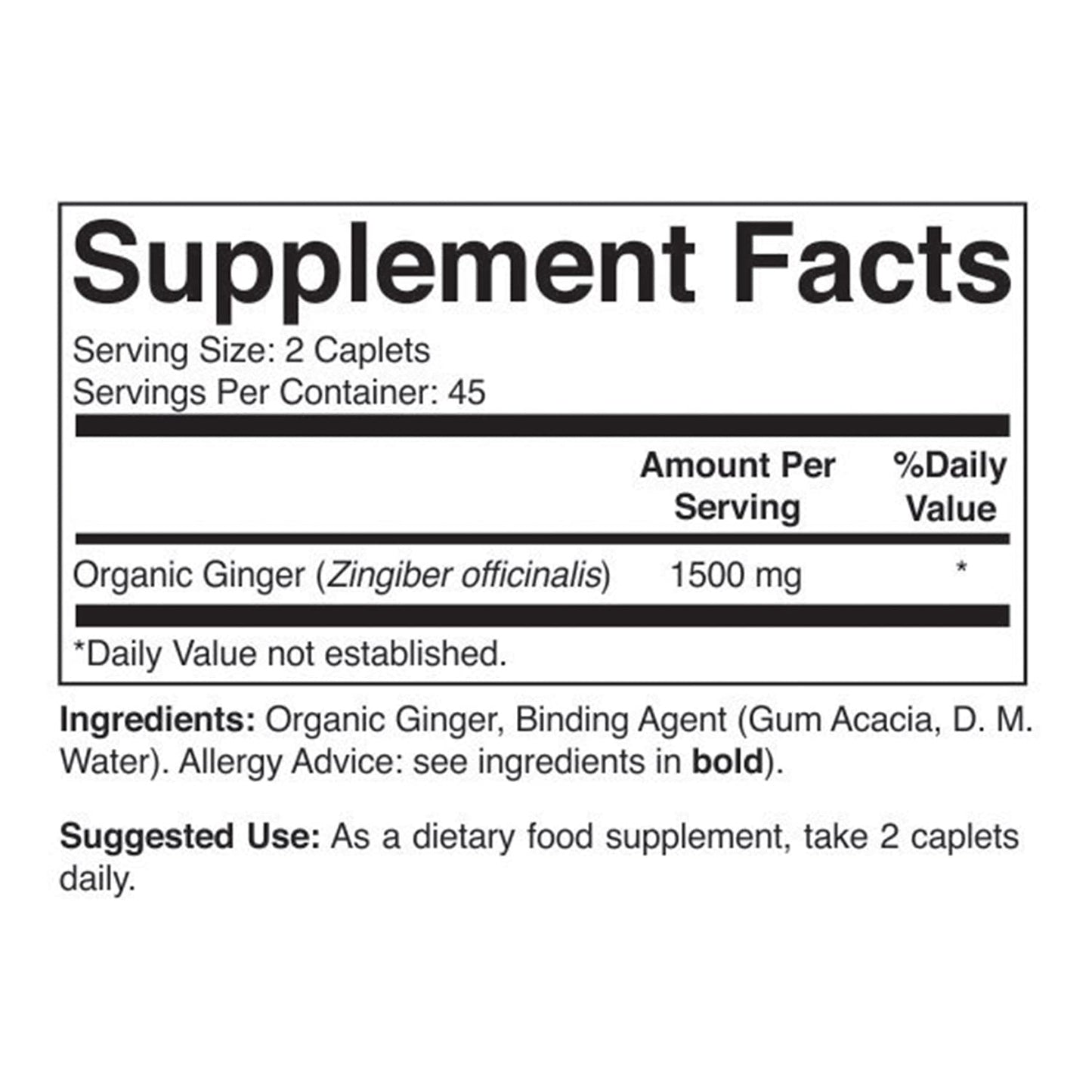 Brieofood Organic Ginger 1500mg, 90 Tablets